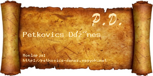 Petkovics Dénes névjegykártya